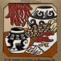 6x6 Decorative Tile--Painted Maze and Chilis with Pottery